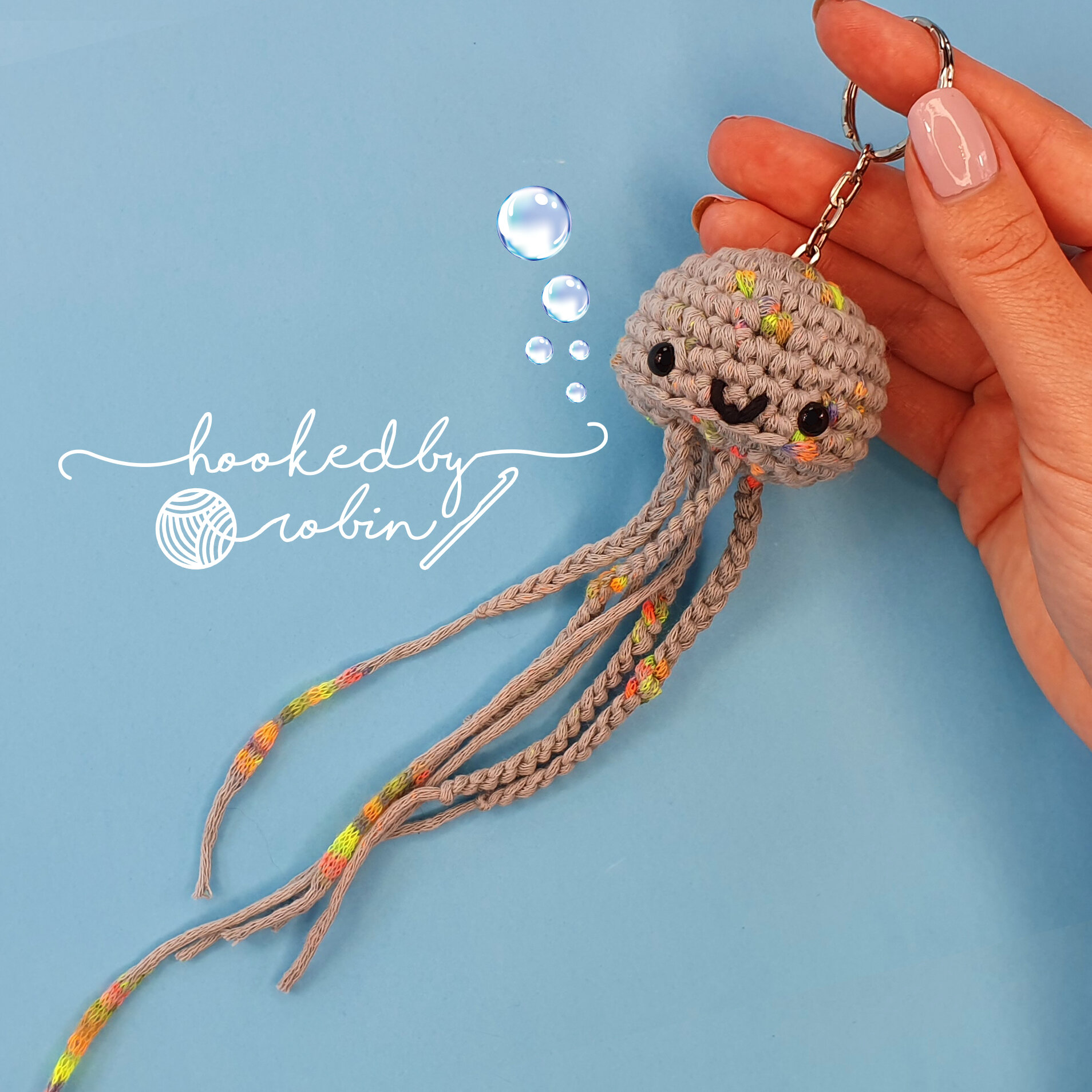 Crochet Amigurumi Jellyfish Keychain — Hooked by Robin